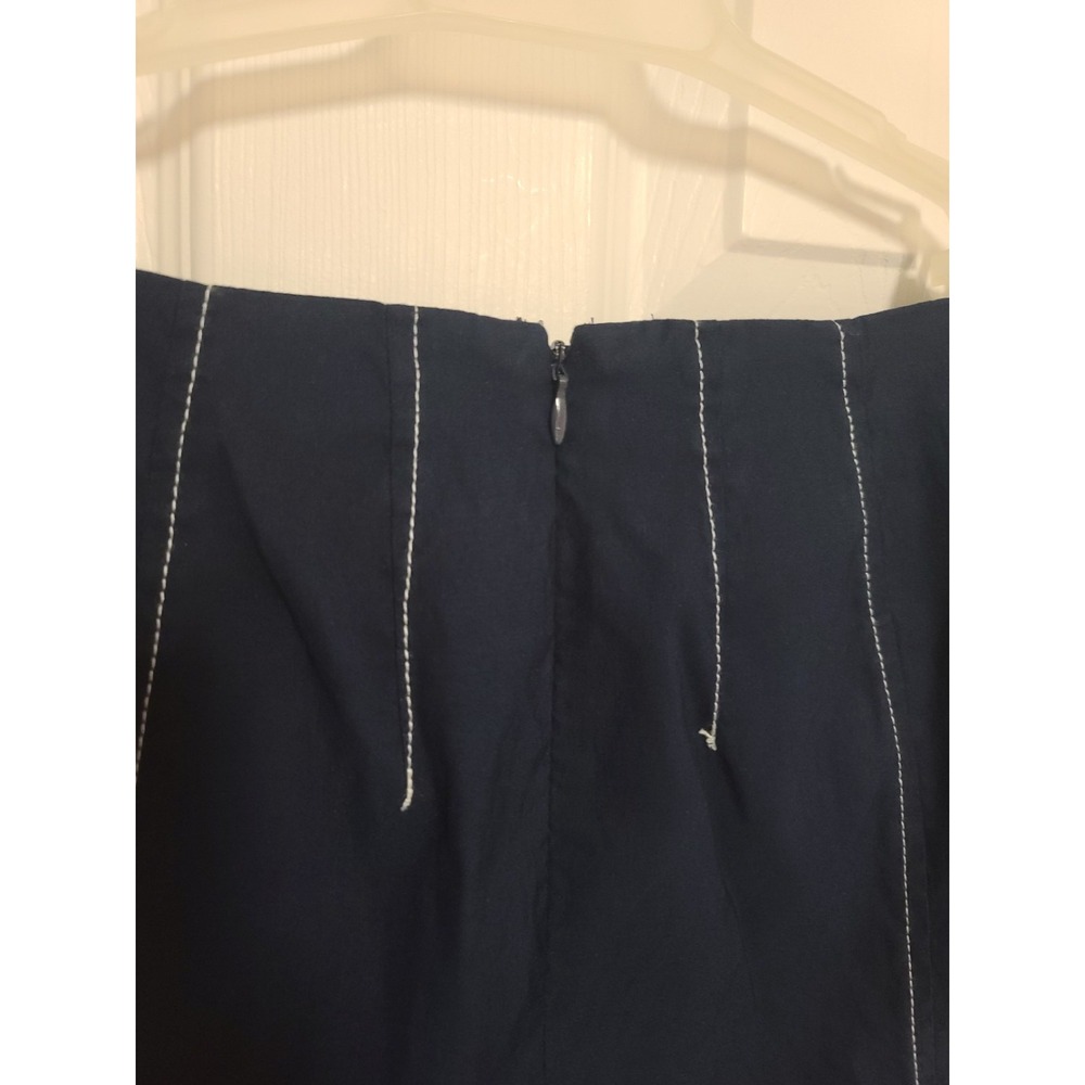 Maeve By Anthropologie Navy Blue Midi Skirt With White Stitching - Picture 8 of 15
